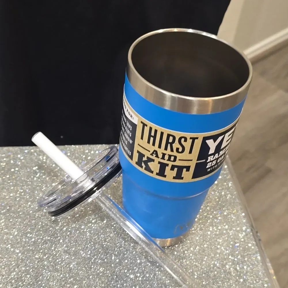 YETI Rambler 25oz Mug w/Straw Lid-‎ Big Wave Blue